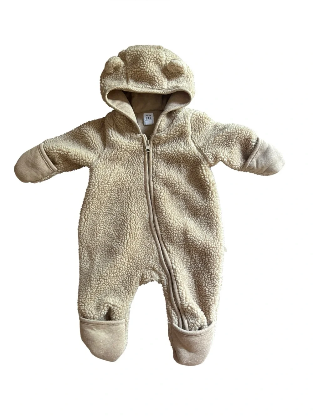 Baby GAP Teddy Fleece Sherpa Hooded Coverall Pram Suit Baby Size 0-3 Months
